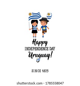 Uruguay Happy Independence Day greeting card. Independence Day Uruguay. Since 1825. Graphic design to the holiday, kids icon, children logo