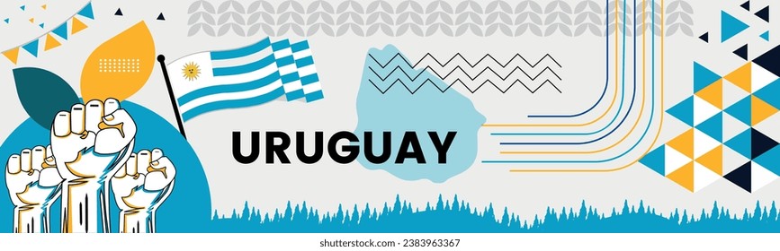 URUGUAY happy National day celebration banner vector illustration