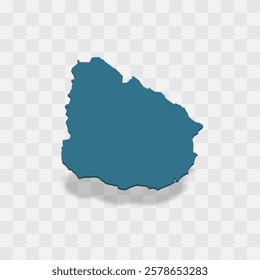 Uruguay high detailed vector representation of country silhouette. 3D map on transparent background with dropped shadow. For educational, decorative, or informational use.