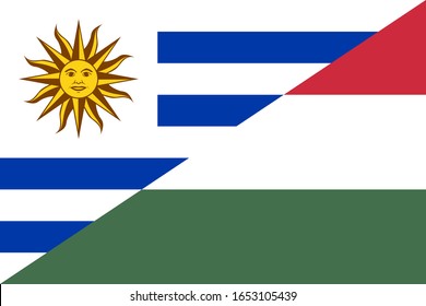uruguay and hungary flag. vector background