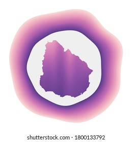 Uruguay icon. Colorful gradient logo of the country. Purple and red Uruguay rounded sign with map for your design. Vector illustration.