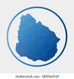 Uruguay icon. Polygonal map of the country in gradient ring. Round low poly Uruguay sign. Vector illustration.