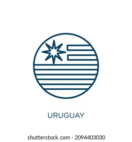 uruguay icon. Thin linear uruguay outline icon isolated on white background. Line vector uruguay sign, symbol for web and mobile