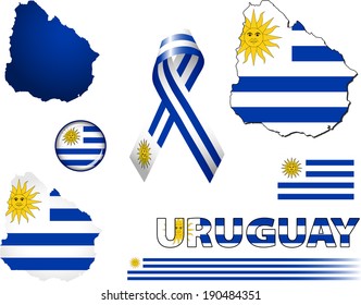 Uruguay Icons. Set of vector graphic icons and symbols representing Uruguay. 