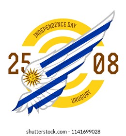 Uruguay independence day, 25 August 1825. Banner or poster with uruguayan flag colors and symbol.