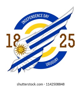 Uruguay independence day, 25 August 1825. Vector Banner or poster with uruguayan flag colors and symbol.