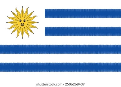 Uruguay Independence Day August 25. Scribble style Uruguay flag vector background. Poster, card, banner.