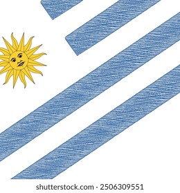 Uruguay Independence Day August 25. Scribble style Uruguay flag vector background. Poster, card, banner. Copy space.