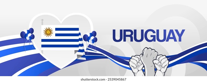 Uruguay independence day festive banner. Vibrant modern templates for holiday celebration, greeting card, billboard, and sport event backdrops. August 25th. Happy national day of Uruguay