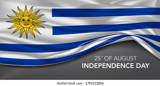 Uruguay independence day greeting card, banner with template text vector illustration. Uruguayan memorial holiday 25th of August design element with stripes