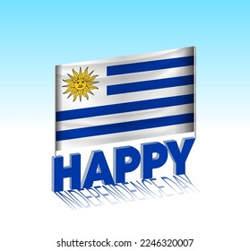 Uruguay Unabhängigkeitstag. Einfache Uruguay-Flagge und Plakatwand am Himmel. 3D-Schrift. Bereit spezielle Tagesdesign-Nachricht.