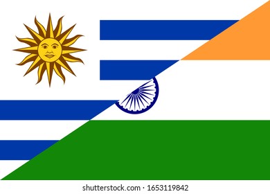 bandera uruguay e india. fondo vectorial