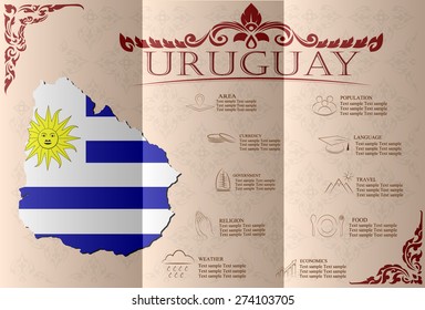 Uruguay, infographics, statistical data, sights. Vector illustration