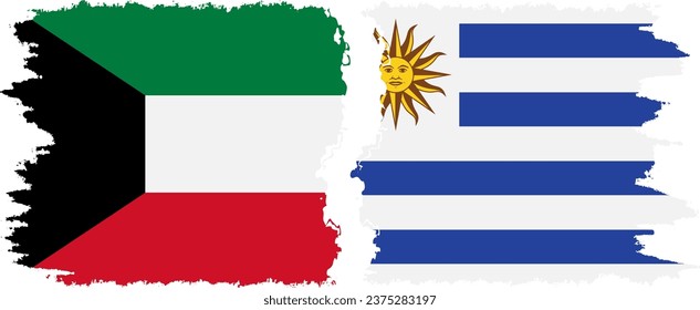 Conexión de banderas de grifo Uruguay y Kuwait, vector