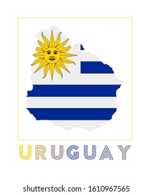 Uruguay Logo. Map of Uruguay with country name and flag. Beautiful vector illustration.