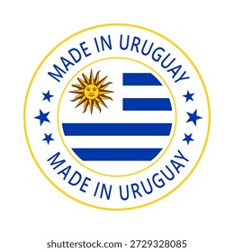 Uruguay Made in Stamp im Kreis mit Flagge Vektor Vorlage auf weißem Hintergrund