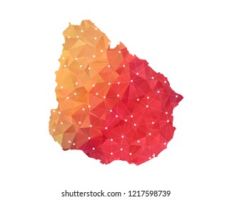 Uruguay Map - Abstract geometric rumpled triangular low poly style gradient graphic on white background , line dots polygonal design for your . Vector illustration eps 10.