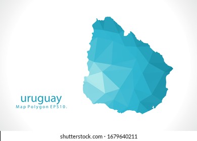 mapa uruguay Resumen geométrico triangular degradado triangular de bajo nivel de polo gráfico sobre fondo blanco
