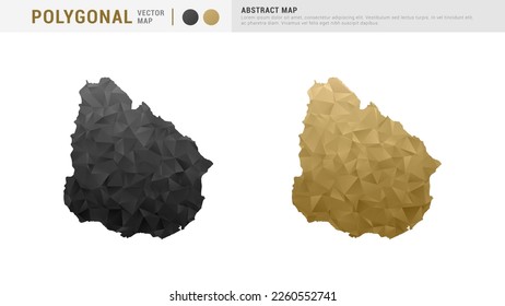 Mapa uruguayo de la pareja de juegos de polígonos de oro abstracto y vector negro.