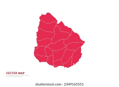 Uruguay Map - abstract style red isolated on white background for infographic, design vector.