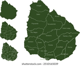 MAPA DO URUGUAI com as suas divisões administrativas e regiões