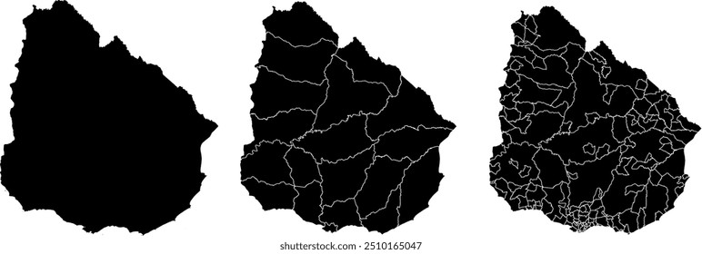 MAPA DO URUGUAI com as suas divisões administrativas e regiões