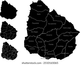 MAPA DO URUGUAI com as suas divisões administrativas e regiões