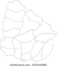 MAPA DO URUGUAI com as suas divisões administrativas e regiões