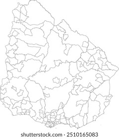 MAPA DO URUGUAI com as suas divisões administrativas e regiões