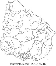 MAPA DO URUGUAI com as suas divisões administrativas e regiões