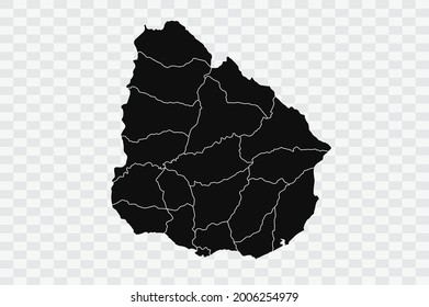 Uruguay map black Color on Backgound png