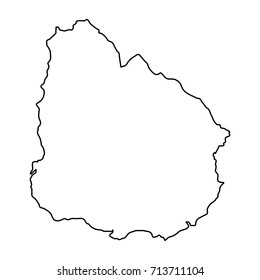 Uruguay map of black contour curves of vector illustration