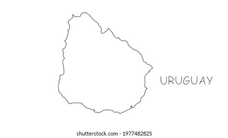 Uruguay map black line on white background. Vector illustration.