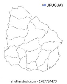 Uruguay map, black and white detailed outline regions of the country. Vector illustration