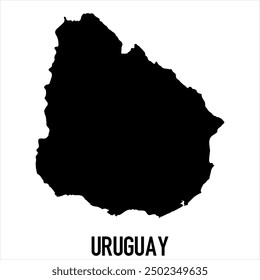 Uruguay Map - black World Map International vector template with High detailed isolated on white background - Vector