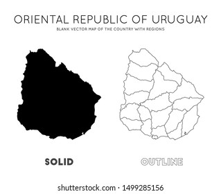 Uruguay map. Blank vector map of the country with regions. Borders of Uruguay for your infographic. Vector illustration.