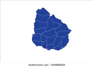 Uruguay Map blue Color on White Backgound
