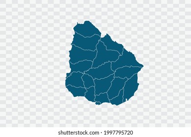 Uruguay Map blue Color on Backgound png