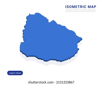 Uruguay map blue isolated on white background with 3d isometric vector illustration.