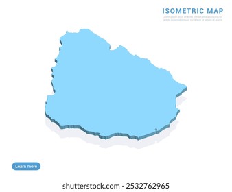 Uruguay map blue on white background with isometric vector.