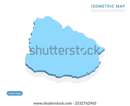 Uruguay map blue on white background with isometric vector.