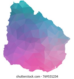 uruguay map. Blue and Pink polygonal shape vector illustration on white background. Vector illustration eps 10.