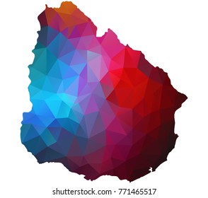 uruguay map. Blue and Red polygonal shape vector illustration on white background. Vector illustration eps 10.