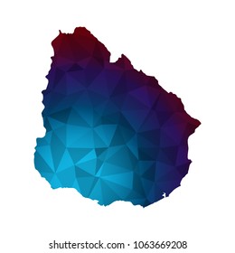 Uruguay map - Colorful Polygonal map of Uruguay rumpled triangular low poly style gradient graphic background , Vector illustration eps 10.
