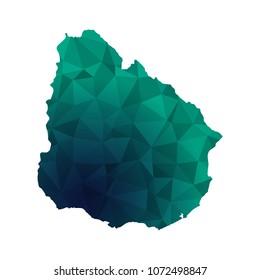 Uruguay map - Colorful Polygonal map of Uruguay rumpled triangular low poly style gradient graphic background , Vector illustration eps 10.