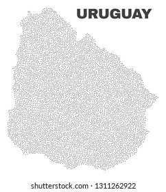 Uruguay map designed with little points. Vector abstraction in black color is isolated on a white background. Scattered little points are organized into Uruguay map.