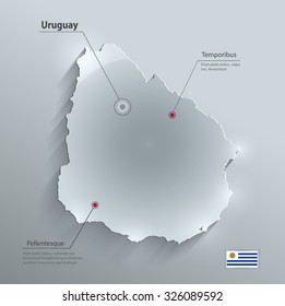 Uruguay map flag glass card paper 3D vector
