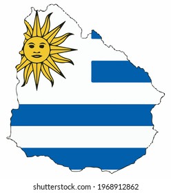 URUGUAY MAP AND FLAG ICON VECTOR