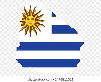 Uruguay map flag isolated on png or transparent background vector illustration.