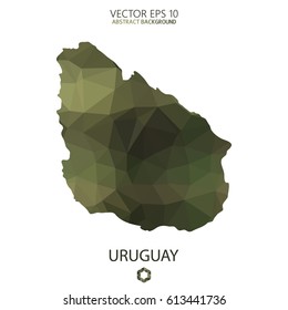 Uruguay map in geometric polygonal military style.Abstract tessellation,modern design background. Vector illustration eps 10.